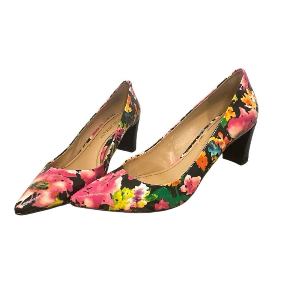 Enzo Angiolini Colorful Floral Pump Square Heels 7.5